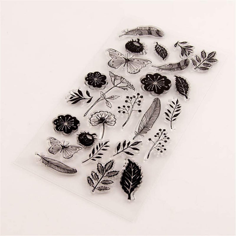 arriettycraft Dandelion Flowers Clear Stamps for Card Making and Journaling, Leaves Butterfly Rubber Stamps for Scrapbooking Journals Album Paper Crafts DIY - Image 3